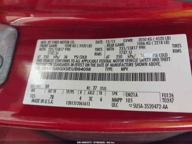 Ford ESCAPE SE 2014 1FMCU0GX0EUB94058 Image 9