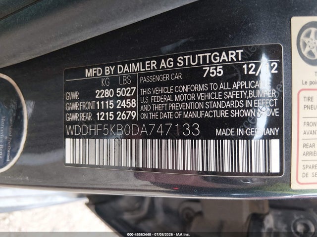 Aukcja sprzedaży 2013 Mercedes-benz E 350, vin: WDDHF5KB0DA747133, numer aukcji: 45563448