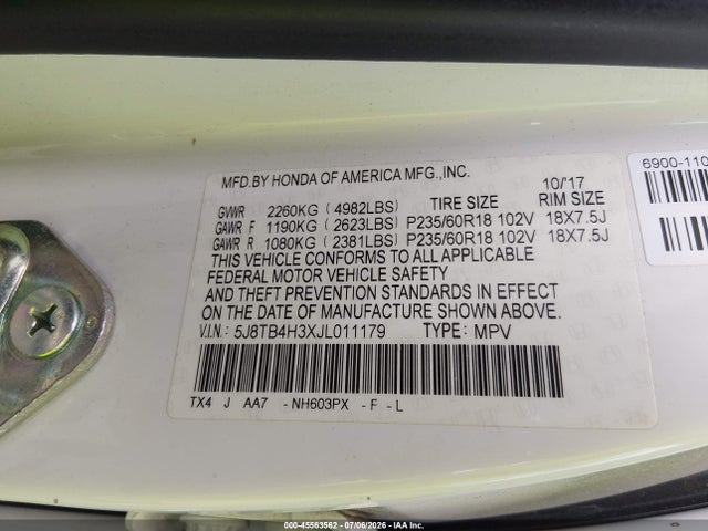 Acura Rdx Acurawatch Plus Package 2018 5J8TB4H3XJL011179 Image 9