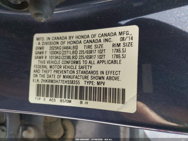 Honda Cr-v Ex-l 2014 2HKRM3H77EH558355 Image 9
