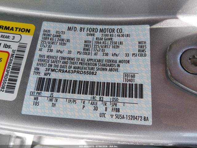 Ford Bronco Sport 2023 3FMCR9A63PRD55082 Image 9