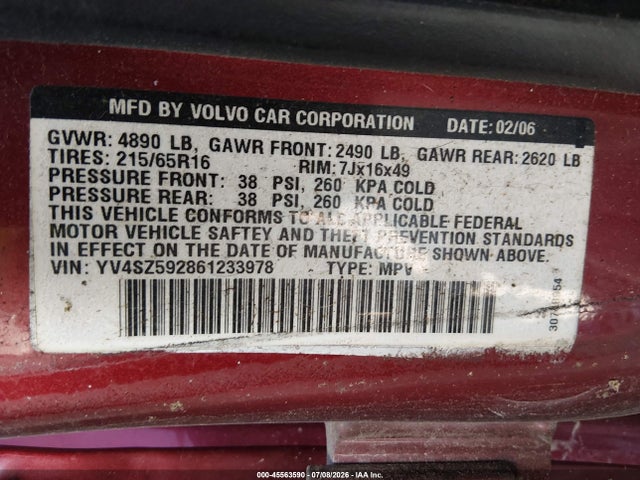 Продажа на аукционе авто 2006 Volvo Xc70 2.5t/volvo Ocean Race Edition, vin: YV4SZ592861233978, номер лота: 45563590