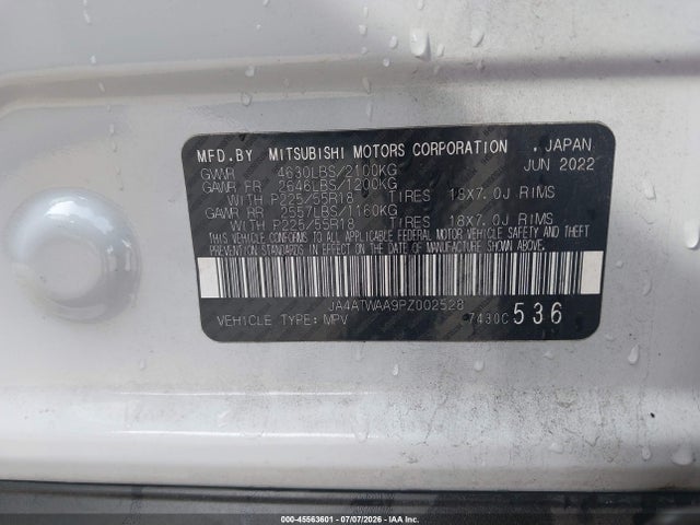 Aukcja sprzedaży 2023 Mitsubishi Eclipse Cross Se S-awc/sel S-awc, vin: JA4ATWAA9PZ002528, numer aukcji: 45563601