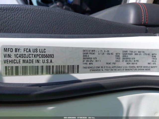 Aukcja sprzedaży 2023 Dodge Durango R/t Plus Awd, vin: 1C4SDJCTXPC656093, numer aukcji: 45563606