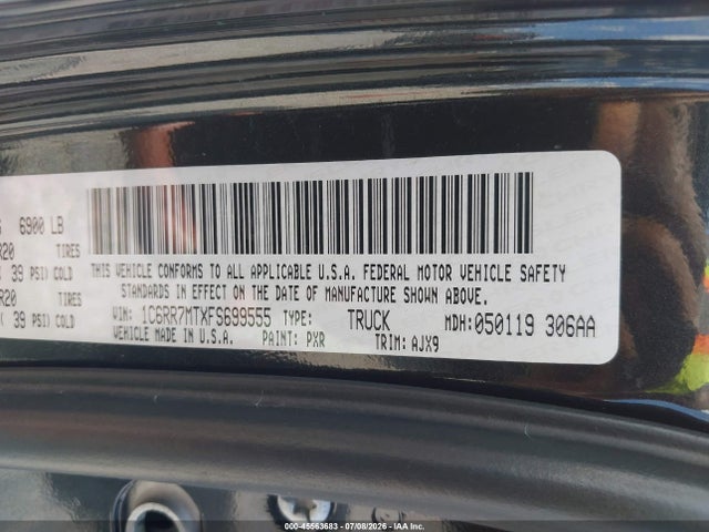 Продаж на аукціоні авто 2015 Ram 1500 Sport, vin: 1C6RR7MTXFS699555, номер лоту: 45563683