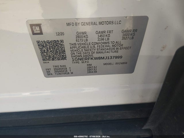 1GNERFKW8MJ137999 Chevrolet Traverse Fwd Ls