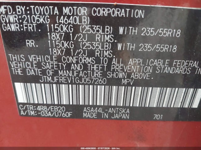 Toyota RAV4 SE 2016 JTMJFREV1GJ057260 Image 9