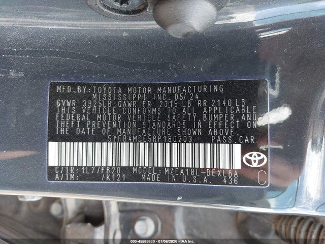 Toyota COROLLA LE 2024 5YFB4MDE5RP180203 Image 9