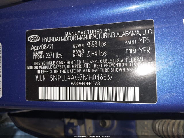 Hyundai ELANTRA SE 2021 5NPLL4AG7MH046537 Image 9