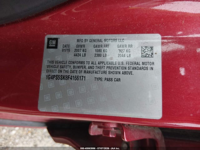 Aukcja sprzedaży 2015 Buick Verano Leather Group, vin: 1G4PS5SK8F4166171, numer aukcji: 45563996
