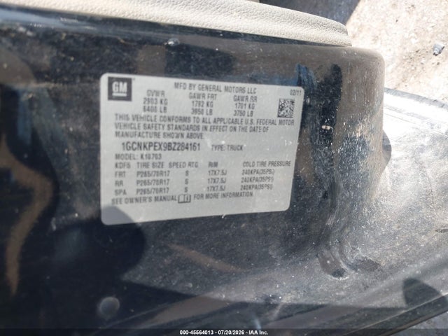 45564013 :رقم المزاد ، 1GCNKPEX9BZ284161 vin ، 2011 Chevrolet Silverado 1500 Work Truck مزاد بيع