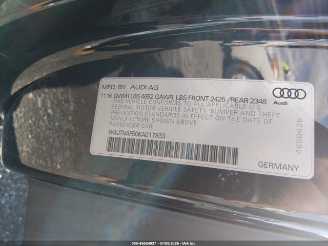 Aukcja sprzedaży 2019 Audi A5 45 Premium, vin: WAUTNAF50KA017933, numer aukcji: 45564037