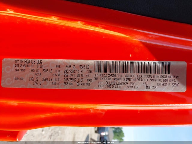 Aukcja sprzedaży 2018 Jeep Wrangler Unlimited Sport S 4x4, vin: 1C4HJXDG3JW220828, numer aukcji: 45564053