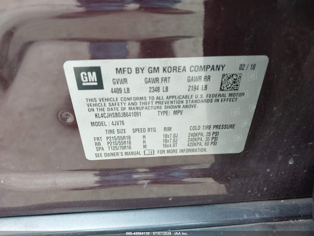 Aukcja sprzedaży 2018 Buick Encore Premium, vin: KL4CJHSB0JB641091, numer aukcji: 45564130