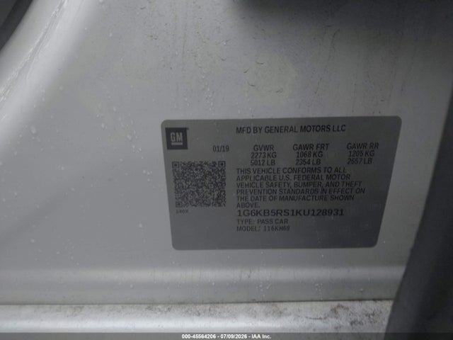 45564206 :رقم المزاد ، 1G6KB5RS1KU128931 vin ، 2019 Cadillac Ct6 Luxury مزاد بيع