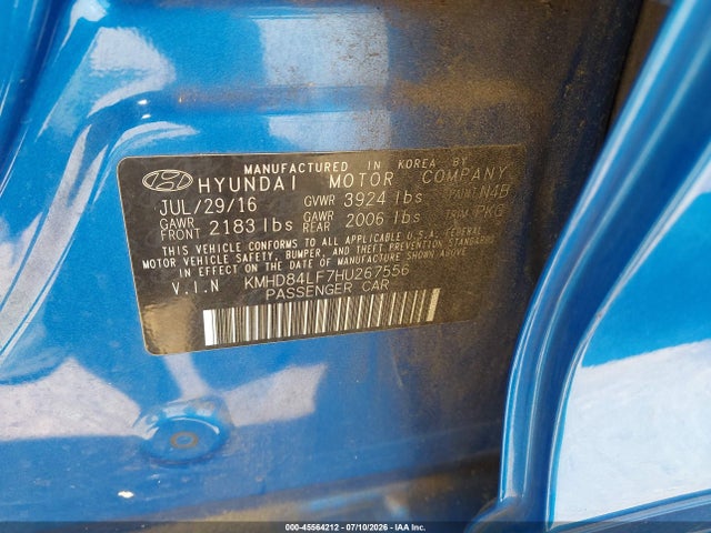 Aukcja sprzedaży 2017 Hyundai Elantra Limited, vin: KMHD84LF7HU267556, numer aukcji: 45564212