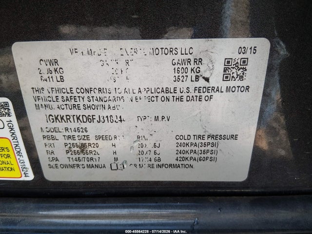 GMC Acadia Denali 2015 1GKKRTKD6FJ318244 Image 9