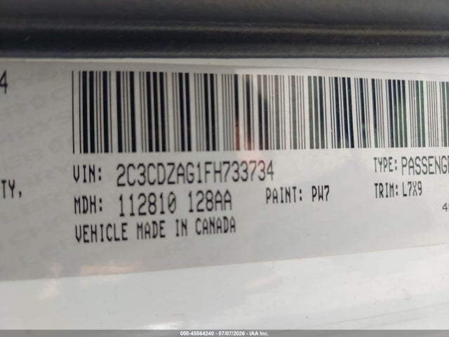 Dodge Challenger Sxt 2015 2C3CDZAG1FH733734 Image 9