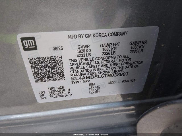Продажа на аукционе авто 2026 Buick Encore Gx Preferred Fwd, vin: KL4AMBSL6TB038993, номер лота: 45564274