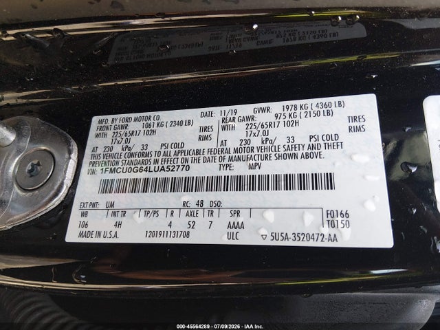 Ford ESCAPE SE 2020 1FMCU0G64LUA52770 Image 9