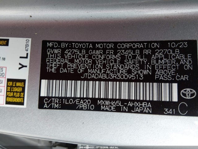 Aukcja sprzedaży 2024 Toyota Prius Limited Awd-e, vin: JTDADABU3R3009513, numer aukcji: 45564331