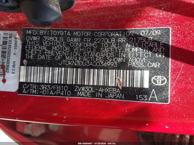 Продажа на аукционе авто 2010 Toyota Prius Iii, vin: JTDKN3DU3A0034993, номер лота: 45564487