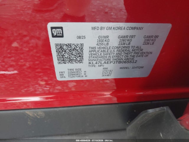 Aukcja sprzedaży 2026 Buick Envista Preferred Fwd, vin: KL47LAEP3TB065512, numer aukcji: 45564529