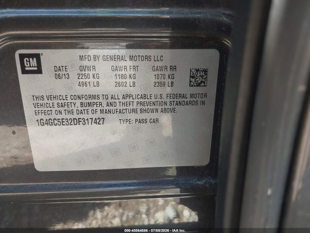 Продажа на аукционе авто 2013 Buick Lacrosse Leather Group, vin: 1G4GC5E32DF317427, номер лота: 45564586