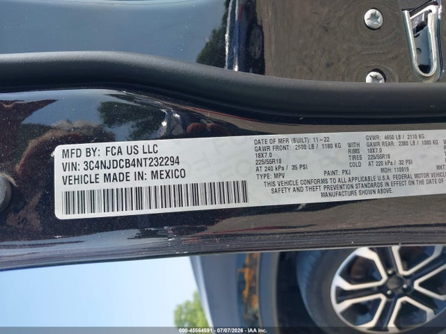 Продаж на аукціоні авто 2022 Jeep Compass Limited 4x4, vin: 3C4NJDCB4NT232294, номер лоту: 45564591