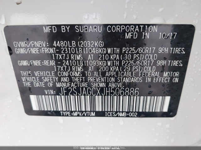 Subaru Forester 2.5i Premium 2018 JF2SJAGCXJH506886 Image 9