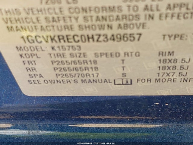 1GCVKREC0HZ349657 Chevrolet Silverado 1500 Lt