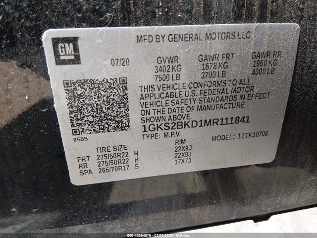 Aukcja sprzedaży 2021 Gmc Yukon 4wd Slt, vin: 1GKS2BKD1MR111841, numer aukcji: 45564676