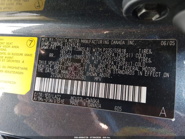 Aukcja sprzedaży 2005 Lexus Rx 330, vin: 2T2GA31U85C036090, numer aukcji: 45564729