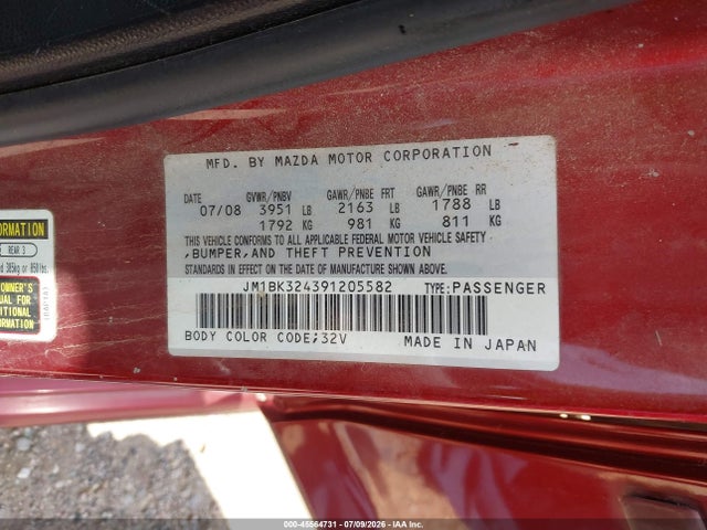 Продажа на аукционе авто 2009 Mazda Mazda3 S Grand Touring, vin: JM1BK324391205582, номер лота: 45564731