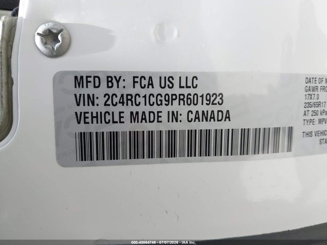 45564746 :رقم المزاد ، 2C4RC1CG9PR601923 vin ، 2023 Chrysler Voyager Lx مزاد بيع