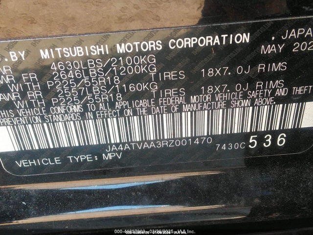 Продаж на аукціоні авто 2024 Mitsubishi Eclipse Cross Black Edition S-awc/le/ralliart S-awc/se, vin: JA4ATVAA3RZ001470, номер лоту: 45564786