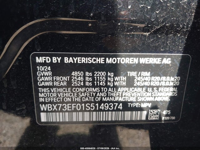 45564828 :رقم المزاد ، WBX73EF01S5149374 vin ، 2025 Bmw X1 Xdrive28i مزاد بيع