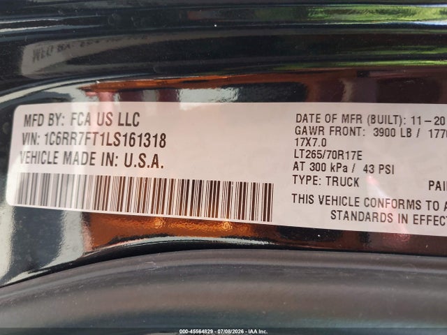 1C6RR7FT1LS161318 RAM 1500 Classic Tradesman 4x4 6&#039;4 Box