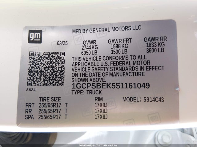 1GCPSBEK5S1161049 Chevrolet Colorado 2wd Wt