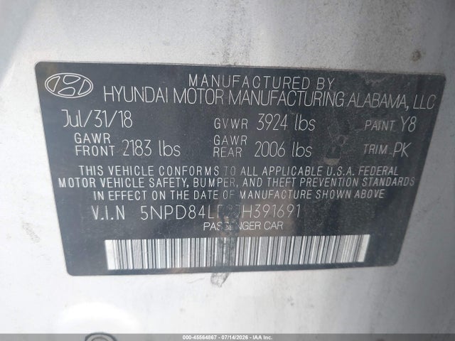 Hyundai Elantra Value Edition 2018 5NPD84LF2JH391691 Image 9