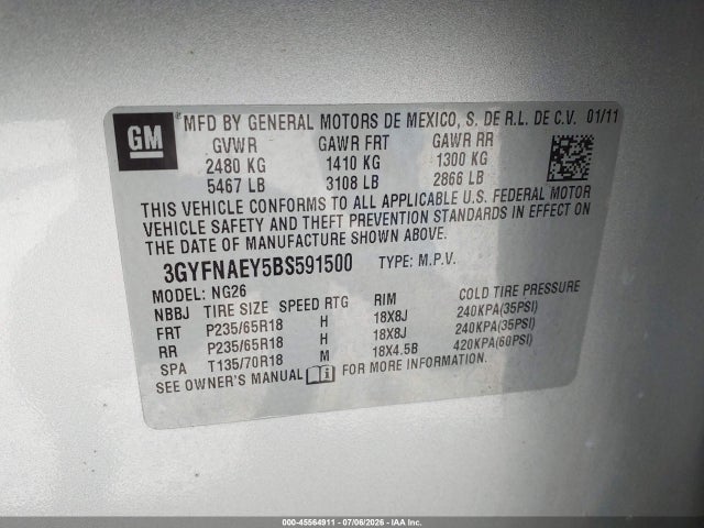 Продажа на аукционе авто 2011 Cadillac Srx Luxury Collection, vin: 3GYFNAEY5BS591500, номер лота: 45564911