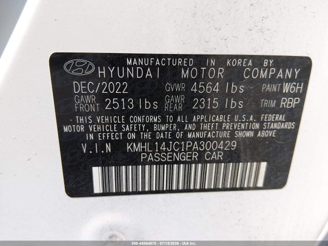 Продажа на аукционе авто 2023 Hyundai Sonata N Line, vin: KMHL14JC1PA300429, номер лота: 45564970