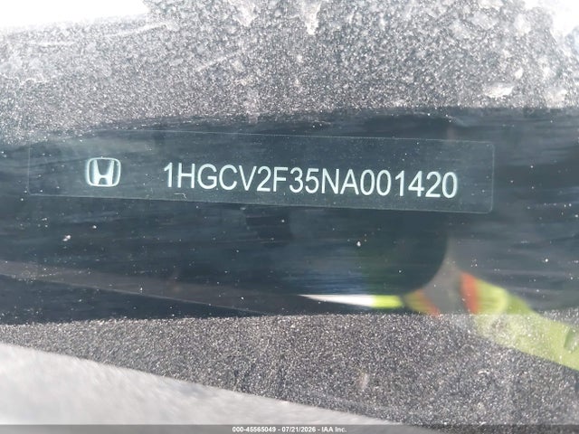 45565049 :رقم المزاد ، 1HGCV2F35NA001420 vin ، 2022 Honda Accord Sport 2.0t مزاد بيع
