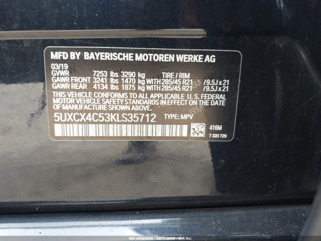 Продажа на аукционе авто 2019 Bmw X7 Xdrive50i, vin: 5UXCX4C53KLS35712, номер лота: 45565060