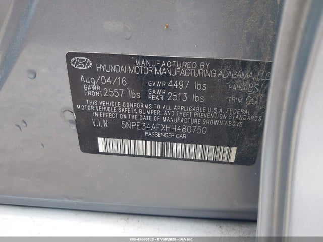 Hyundai Sonata Sport 2017 5NPE34AFXHH480750 Image 9