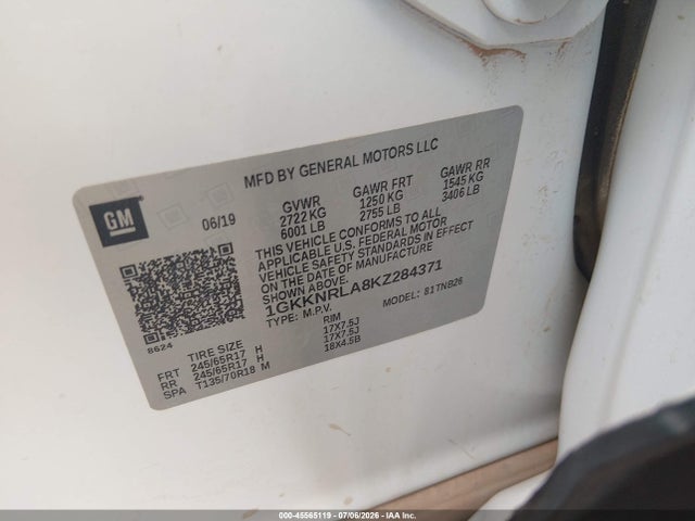 1GKKNRLA8KZ284371 GMC Acadia Sle-1