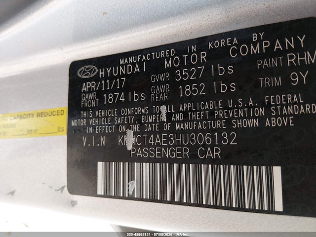 Hyundai ACCENT SE 2017 KMHCT4AE3HU306132 Image 9