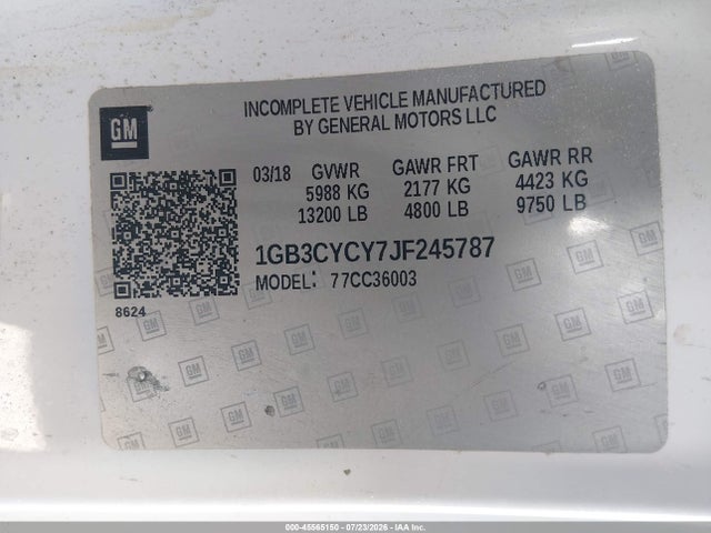 1GB3CYCY7JF245787 Chevrolet Silverado 3500hd Chassis Wt