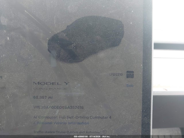Продаж на аукціоні авто 2025 Tesla Model Y Long Range Dual Motor Rear-wheel Drive, vin: 7SAYGDED6SA352618, номер лоту: 45565188