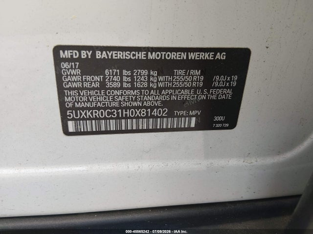 Aukcja sprzedaży 2017 Bmw X5 Xdrive35i, vin: 5UXKR0C31H0X81402, numer aukcji: 45565242